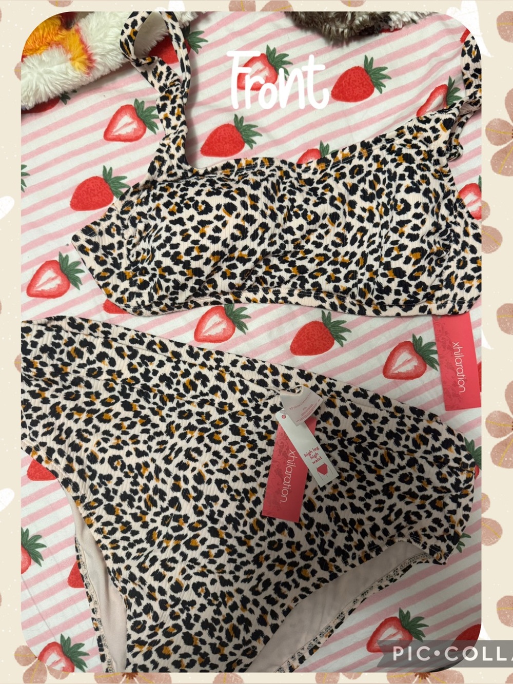 Leopard Print Two-Piece Swim Set - Black, White & Tan